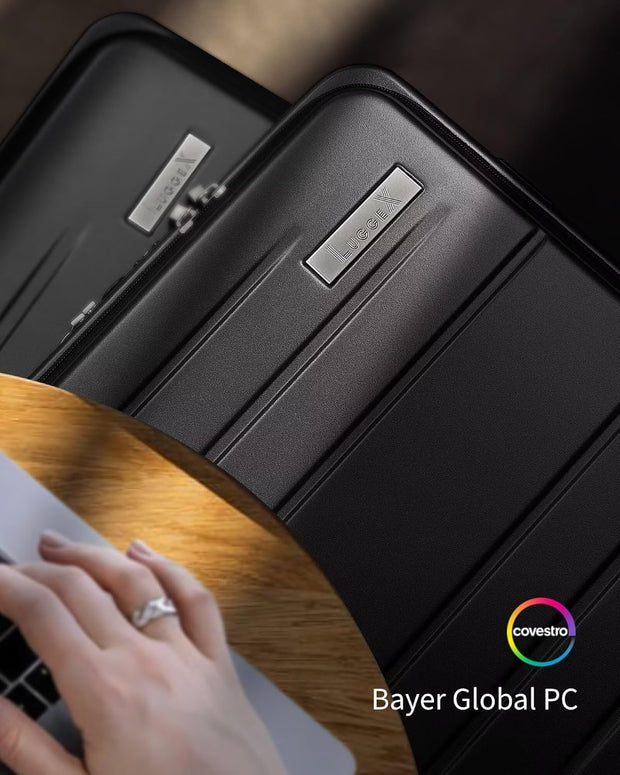 LUGGEX Carry On Luggage 22x14x9 Airline Approved, Expandable Polycarbonate Suitcase with Front Pocket (Charcoal Metallic, 20 Inch, 35L)