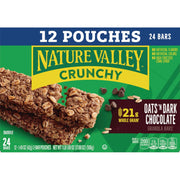 Nature Valley Crunchy Granola Bars, Oats 'n Dark Chocolate, 24 Bars, 17.88 OZ (12 Pouches)
