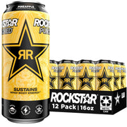 Rockstar Punched Energy Drink, Pineapple, 16 Fl Oz Cans (Pack of 12)