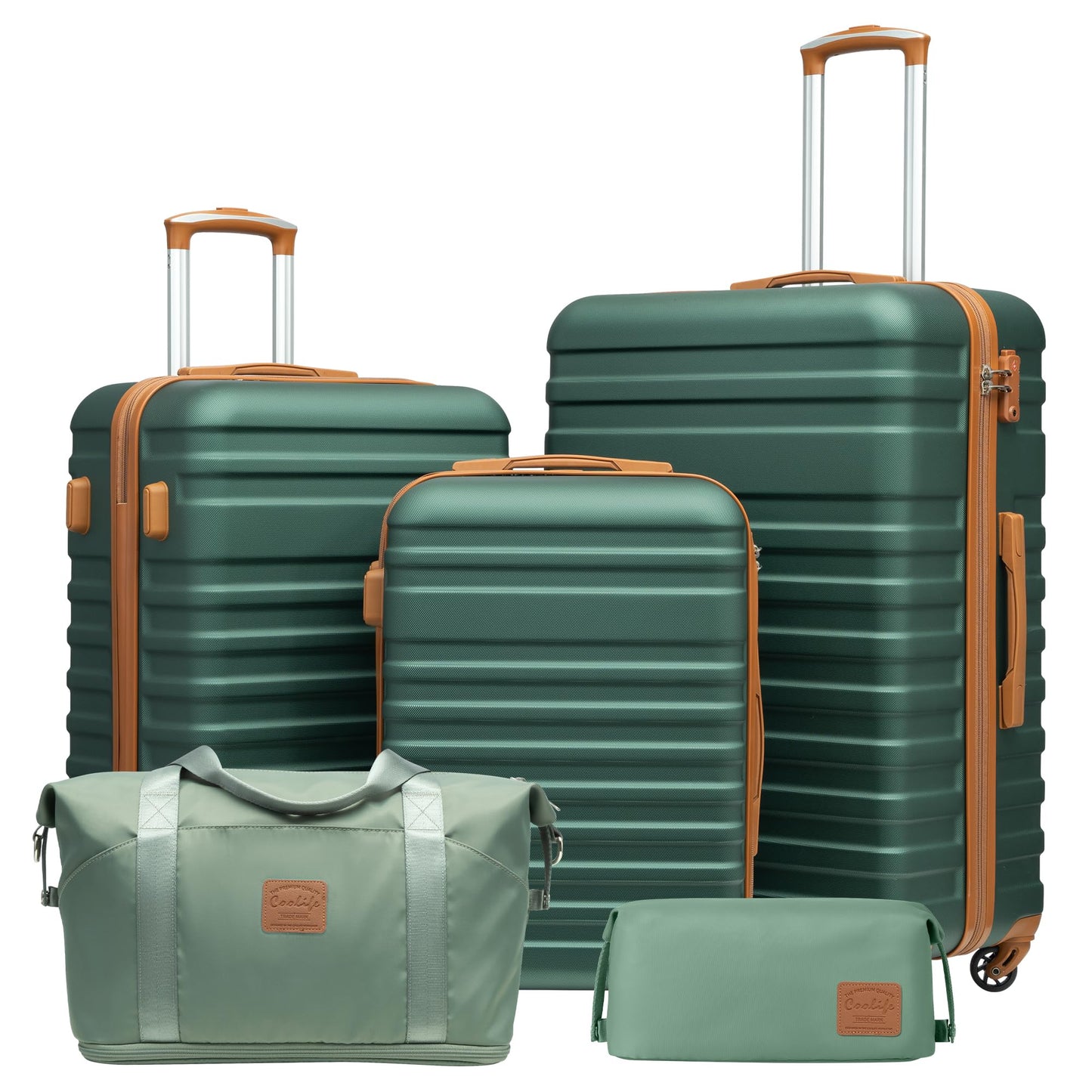Coolife Suitcase Set 3 Piece Luggage Set Carry On Hardside Luggage with TSA Lock Spinner Wheels (Navy, 5 piece set)