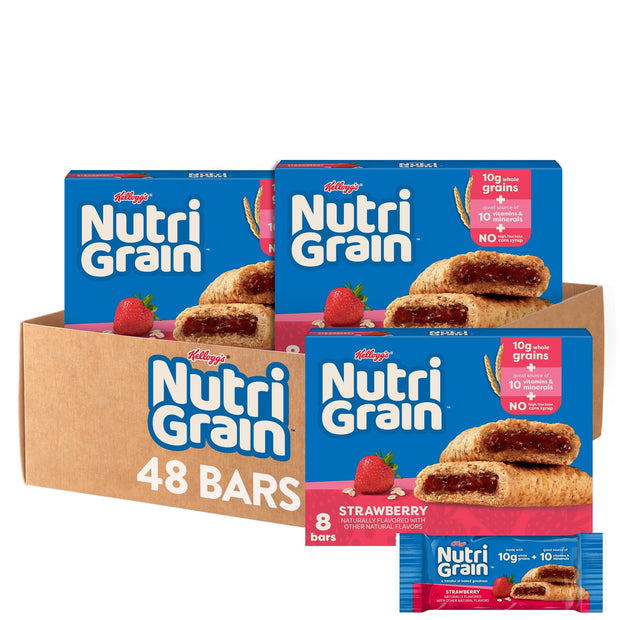 Nutri-Grain Soft Baked Breakfast Bars, Kids Snacks, Whole Grain, Variety Pack (4 Boxes, 32 Bars)