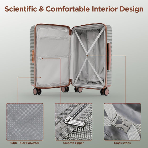 SHOWKOO Luggage Sets 3 Piece Hardside Expandable Suitcase with Double Spinner Wheels Tsa Lock Green (20in/24in/28in)