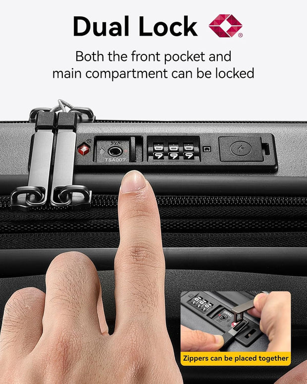 LUGGEX Carry on Luggage 22x14x9 Airline Approved, PC Hard Shell Suitcase with Front Pocket, Expandable Luggage with USB Port (Blue, 20 Inch, 37L)