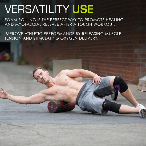 ProsourceFit High Density Foam Rollers 12 - inches Long, Firm Full Body Athletic Massage Tool for Back Stretching, Yoga, Pilates, Post Workout Muscle Recuperation, Black/Green