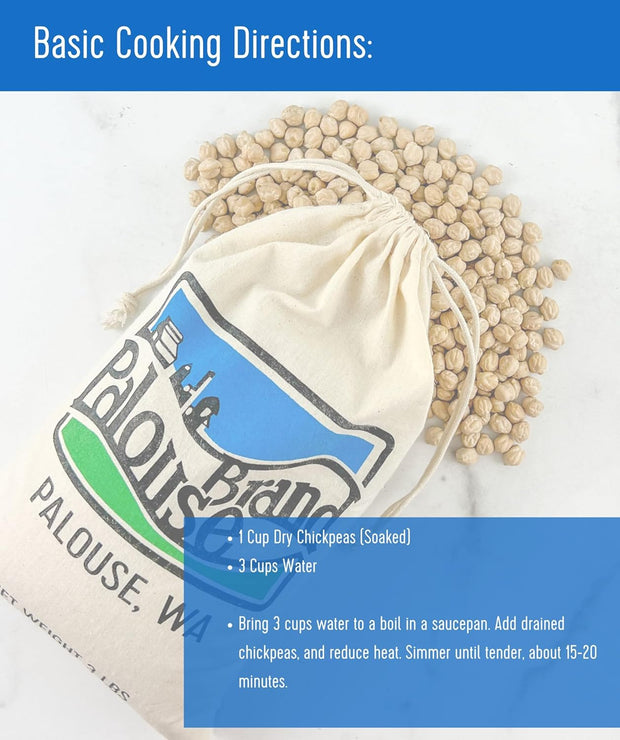 Palouse Brand Certified Glyphosate Residue Free Chickpeas | Garbanzo Beans | 5 lbs | Family Farmed in Washington State | Non-GMO Project Verified | Kosher Parve | USA Grown | Field Traced