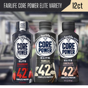 Worldwide Nutrition Bundle Compatible with Fairlife Core Power Elite 42g High Protein Milkshake - Chocolate, Strawberry, Vanilla Protein Shake Ready to Drink - 14 Fl Oz (Pack of 12) & Keychain
