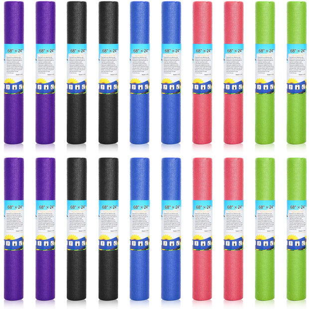 Yilloog 20 Pcs Yoga Mat Non Slip Exercise Workout Mat with Strap for Women Gym Fitness Home Supplies, 72 x 24 Inch