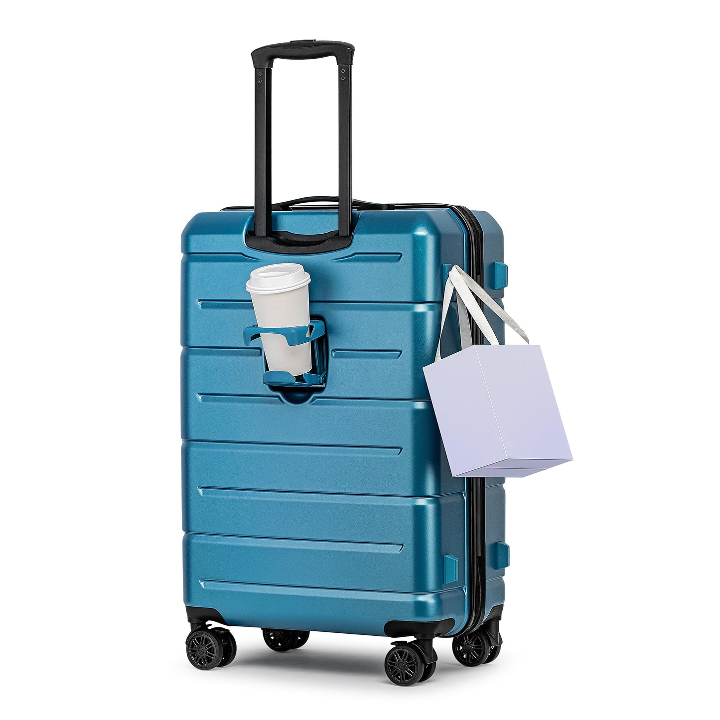 KYME Luggage Sets 2 Piece Hardshell 22"/26" Suitcase with Spinner Wheels Hardside Suitcases Sets with TSA Lock Lightweight Travel Luggage Set with Cup Holder for Women Pink