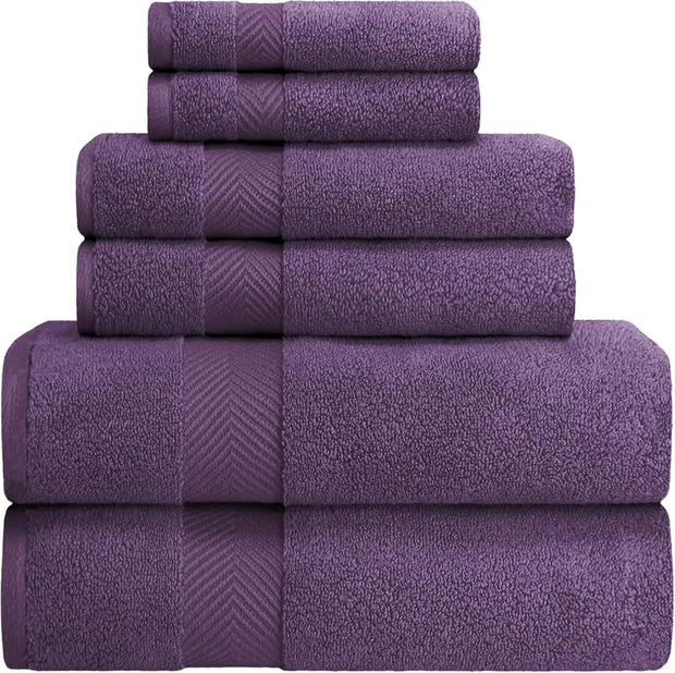 Superior Zero Twist 100% Cotton Bathroom Towels, Super Soft, Fluffy, and Absorbent, Premium Quality 6 Piece Towel Set with 2 Washcloths, 2 Hand Towels, and 2 Bath Towels, Coral