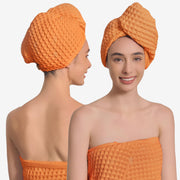 Luxury Japanese Cotton Waffle Bath Towel | Plush, Absorbent, and Quick Dry (Coral Orange, Hand Towel, 32" x 16")