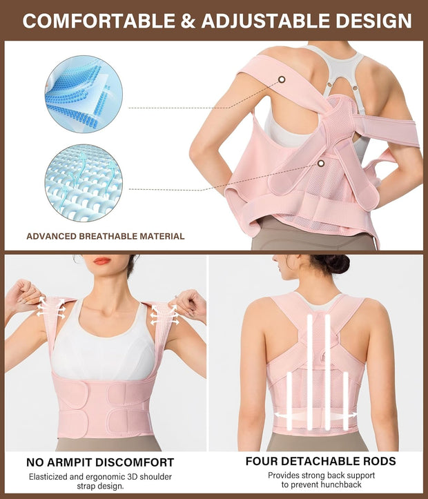 URSEXYLY Back Brace Posture Corrector for Women and Men, Breathable Shoulder Brace, Upper and Lower Back Pain Relief, Adjustable Full Back Support(Medium,Black)