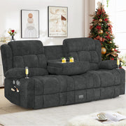 Loveseat Recliner Sofa, Flip Middle Backrest Design PU Leather 3 Seat Reclining Sofa with Storage Drawer, Manual Couch for Living Room (Ivory White, PU)