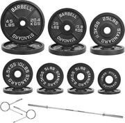 Olympic 2-Inch Cast Iron Barbell Set, 5FT/7FT Olympic Barbell with 85LB-255LB Weight Plates, Multiple Packages