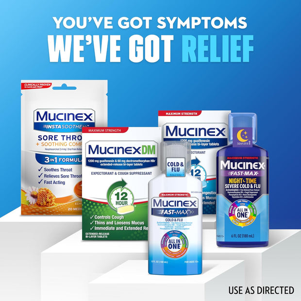 Mucinex Maximum Strength Fast-Max Cold & Flu and Nightshift, All-in-One Multi Symptom Relief Liquid, 6 Fl Oz - 2 Count (Pack of 1)