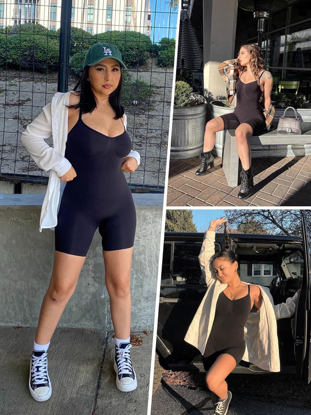 SHAPERX Shapewear for Women Tummy Control Bodysuit Mid Thigh Butt Lifter Body Shaper Shorts