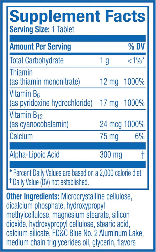 Nervive Nerve Health, with Alpha Lipoic Acid, to Fortify Nerve Health and Function in Fingers, Hands, Toes, & Feet*, and Support Healthy Circulation, ALA, Vitamins B12, B6, & B1, 30 Tablets