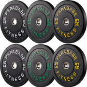 Papababe Weight Plates, 2-Inch Weights Plates Set, Floor Protective Rubber Weight Plates, 10-600lbs Bumper Plates for Barbell Strength Training & Weightlifting (Single/Pair/Full Set)