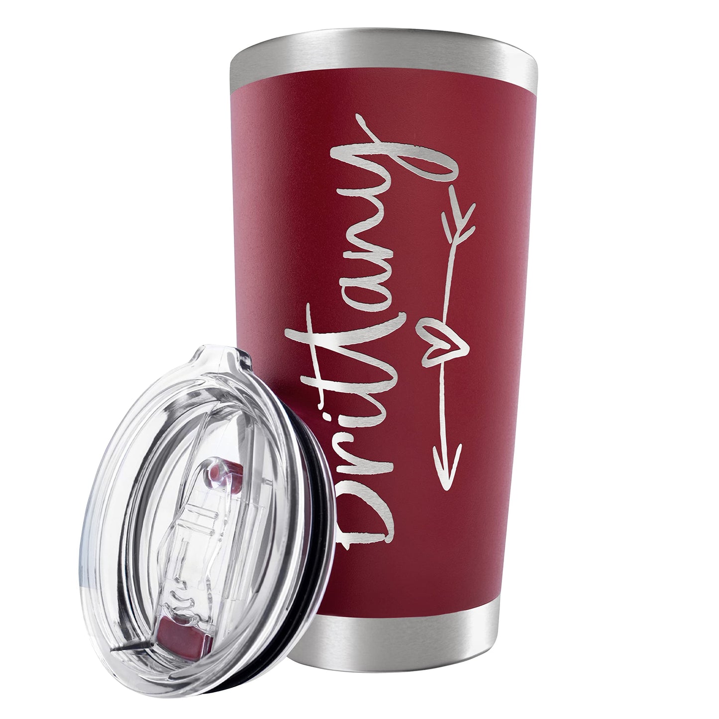 Be Burgundy Personalized Tumbler with Engraved Name - 12 Designs, 20 Oz Coffee Tumbler with Slider Lid, Black - Double Wall Insulated, Personalized Gifts for Him