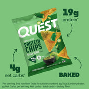 Quest Nutrition Tortilla Style Protein Chips, Salsa Verde, 19g of Protein, 4g Net Carbs, Gluten Free, 1.1 Ounce (Pack of 12)