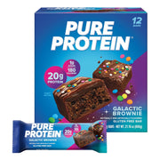 Pure Protein Galactic Brownie Bars - 12 Count Box | 20g High Protein, Gluten-Free, On-the-Go Snack | Ideal Pre & Post-Workout Fuel | Low Sugar, Great Taste!