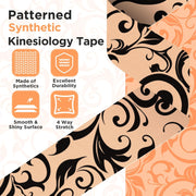 OK TAPE Patterned Kinesiology Tape, Elastic Physical Therapy Athletic Tape for Pain Relief & Muscle Support, Uncut Kinetic Tape, 2in x 16.4ft- 2 Rolls (Rose)