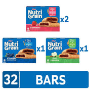 Nutri-Grain Soft Baked Breakfast Bars, Kids Snacks, Whole Grain, Variety Pack (4 Boxes, 32 Count)