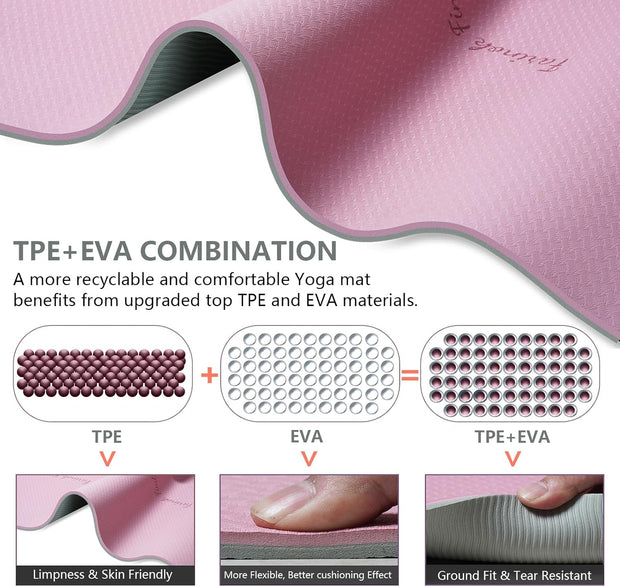 Yoga Mat Extra Thick 9MM, High Density Exercise Mats Non Slip for Home Workout, Pilates Mat with Strap for Women Men, Eco Friendly Mat Thick (9MM-NAVY-BLUE)