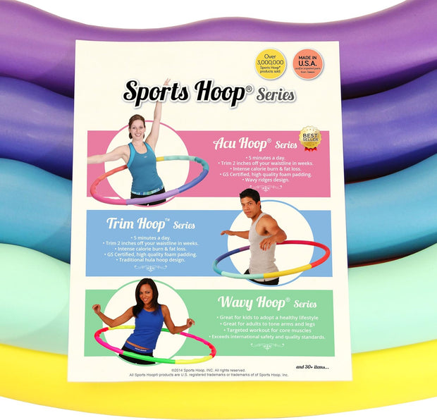 Weighted Hula Hoop, ACU Hoop 5L - 4.9 lb Large, Weight Loss Fitness Workout with ridges. (Rainbow Colors)