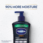 Vaseline Men's Healing Moisture Hand & Body Lotion For Dry or Cracked Skin Fast Absorbing Non-Greasy Lotion for Men 20.3 oz, Pack of 3