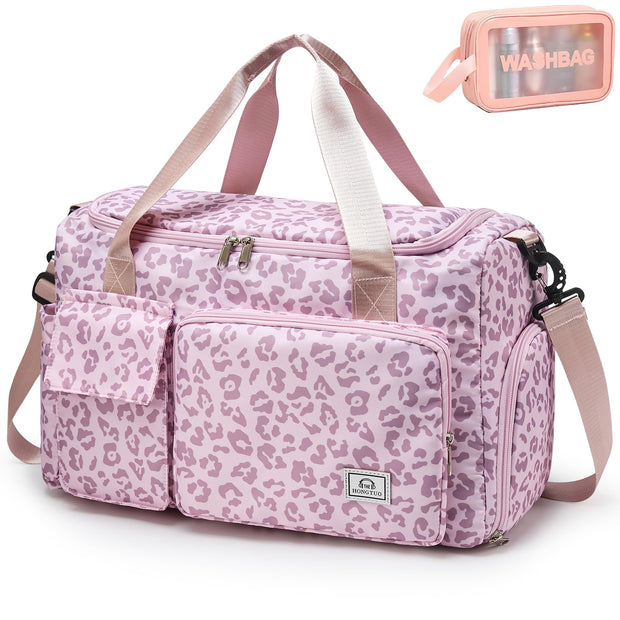 Small Gym Bag for Women, Travel Duffle Bag Carry On Weekender Bag with Shoe Compartment