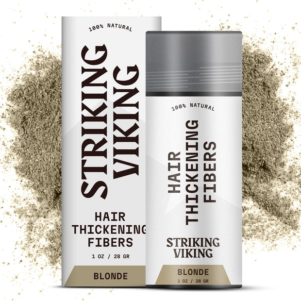 Striking Viking Hair Building Fibers for Thinning Hair (Black) 28g – Natural – Long-Lasting Powder for Undetectable, Thicker Look for Men & Women - Hair Fibers