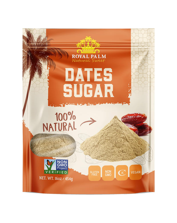 Royal Palm Pure Date Sugar 1 LB | 100% Natural Sweetener | No Added Sugar | Non-GMO | Kosher | Gluten-Free | Healthy Date Sugar for Baking Cooking | Vegan Substitute