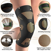 NEENCA Copper Knee Brace for Women and Men, Knee Compression Sleeve for Knee Pain, Arthritis, ACL, Meniscus Tear, Joint Pain Relief, Knee Support for Running, Working Out, Fitness,Weightlifting-Single