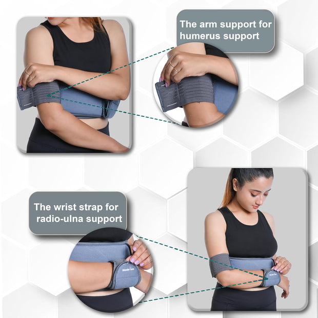 Wonder Care Left Right Shoulder Immobilizer Arm Sling Elastic Brace for Clavicle Collar Bone Dislocation Subluxation Shoulder stabilizer Compression Brace After Rotator Cuff Surgery