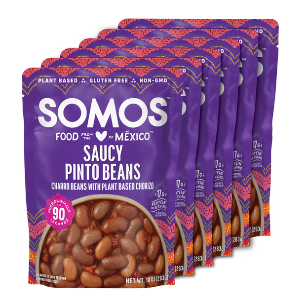 SOMOS Pinto & Black Beans - Gluten Free, Non-GMO, Vegan Ready-to-Eat Microwavable Meals - Delicious, Healthy & Plant Based Convenience - Perfect for Quick, Healthy Dining |10oz Pouch (Pack of 6)