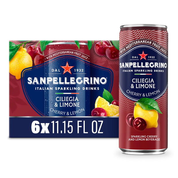 Sanpellegrino Italian Sparkling Drink Aranciata Rossa, Sparkling Orange and Blood Orange Beverage, 11.15 Fl Oz Can