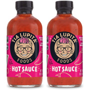 Tia Lupita Hot Sauce 8 Oz (Pack of 2) - Flavorful Heat, Medium Spice with Smoky-Sweet Flavor - Gluten-Free, Non-GMO, Sugar-Free, Low Sodium, Keto-Friendly, No Carbs - Made with Red Jalapeño Peppers