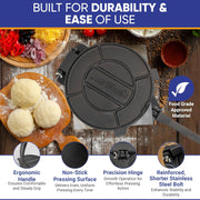 10 Inch Cast Iron Tortilla Press by StarBlue with FREE 100 Pieces Oil Paper and Digital Recipes e-book - Tool to make Indian style Chapati, Flour Tortilla, Roti