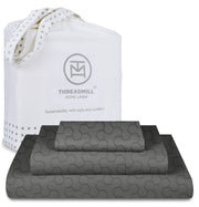 Threadmill 5-Star Hotel 500 Thread Count Best Bed Sheets, 100% Cotton Sheets Set for Queen Bed, Smoother Than Egyptian Cotton Claims, 4 Pc Set with Deep Pockets (Dark Grey)