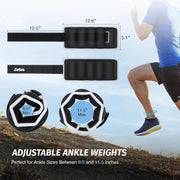 ZELUS 1 Pair Adjustable Ankle Weights, 2 4 6 8 10 lb Modularized Leg Weight Straps for Women Men, Weighted Ankle Weight Set with Removable Sandbags, 1-5 lb per Ankle Strap for Gym Yoga Jogging Walking