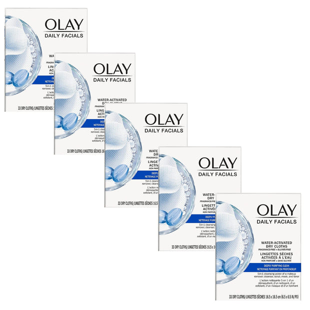 Olay Daily Deeply Clean 2-in-1 Water Activated Cleansing Face Cloths 33ct (Pack of 4)