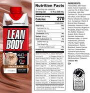 Lean Body Ready-to-Drink Chocolate Protein Shake, 40g Protein, Whey Blend, 0 Sugar, Gluten Free, 22 Vitamins & Minerals, LABRADA, 17 Fl Oz (Pack of 12)