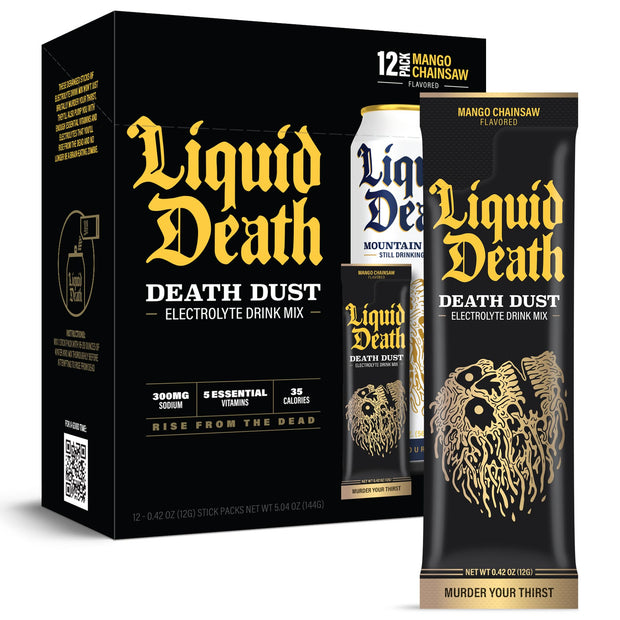 Liquid Death Electrolyte Death Dust, Severed Lime, Mango Chainsaw & Convicted Melon (12-Pack)
