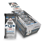 Primal Power Plus Liver Powered Nutrition Bars - B12 Energy Boost, 10g Protein, Vitamins, Minerals, Collagen, Zero Added Sugar, Gluten Free - Pack of 12 (Chocolate Almond Sea Salt Flavor)