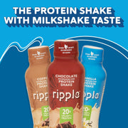 Ripple Plant Based Protein Shake Variety Pack | 20g of Quality Sourced Pea Protein, Calcium Rich | Shelf Stable | Vegan & Non GMO | Dairy, Soy, Nut, & Gluten Free | 12 Fl Oz Bottles (Pack of 12)