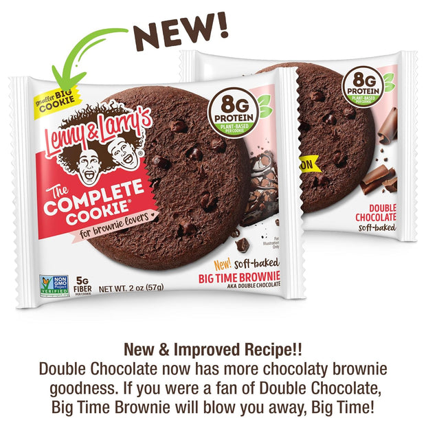 Lenny & Larry's The Complete Cookie, Big Time Brownie, Soft Baked, 8g Plant Protein, Vegan, Non-GMO, 2 Ounce Cookie (Pack of 12)