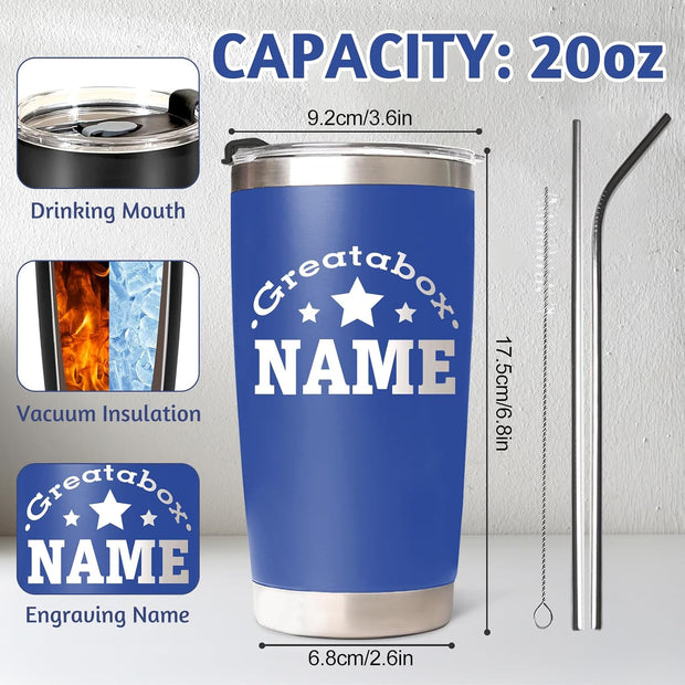 Personalized Tumblers with Names - Made in USA, Personalized Birthday Gifts for Women Men, 20 Oz Custom Stainless Steel Coffee Tumbler for Office Gifts, Customized Travel Cup Mug Wholesale