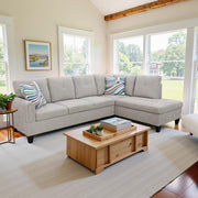 Sectional Couch 103.5" L Shaped Couch Comfy Futon Bed Upholstered Faux Leather 3 Pieces Living Room Furniture Sets with Ottoman and High Density Sponges for Living Room, White