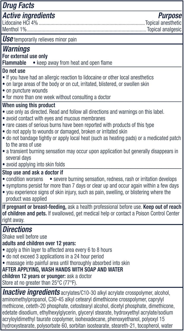 Nervive Pain Relieving Roll On Liquid, Max Strength No-Mess Topical Pain Reliever with Lidocaine and Menthol for Toes, Feet, Fingers, Hands, Legs & Arms, 2.5oz