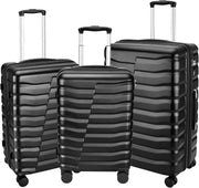 Lightweight Luggage with Spinner Wheels & YKK Zipper, Hard Shell 3-Piece Suitcase ABS+PC Hardside Luggage Set with TSA Lock for Men Travel, Black (20+24+28 inch)